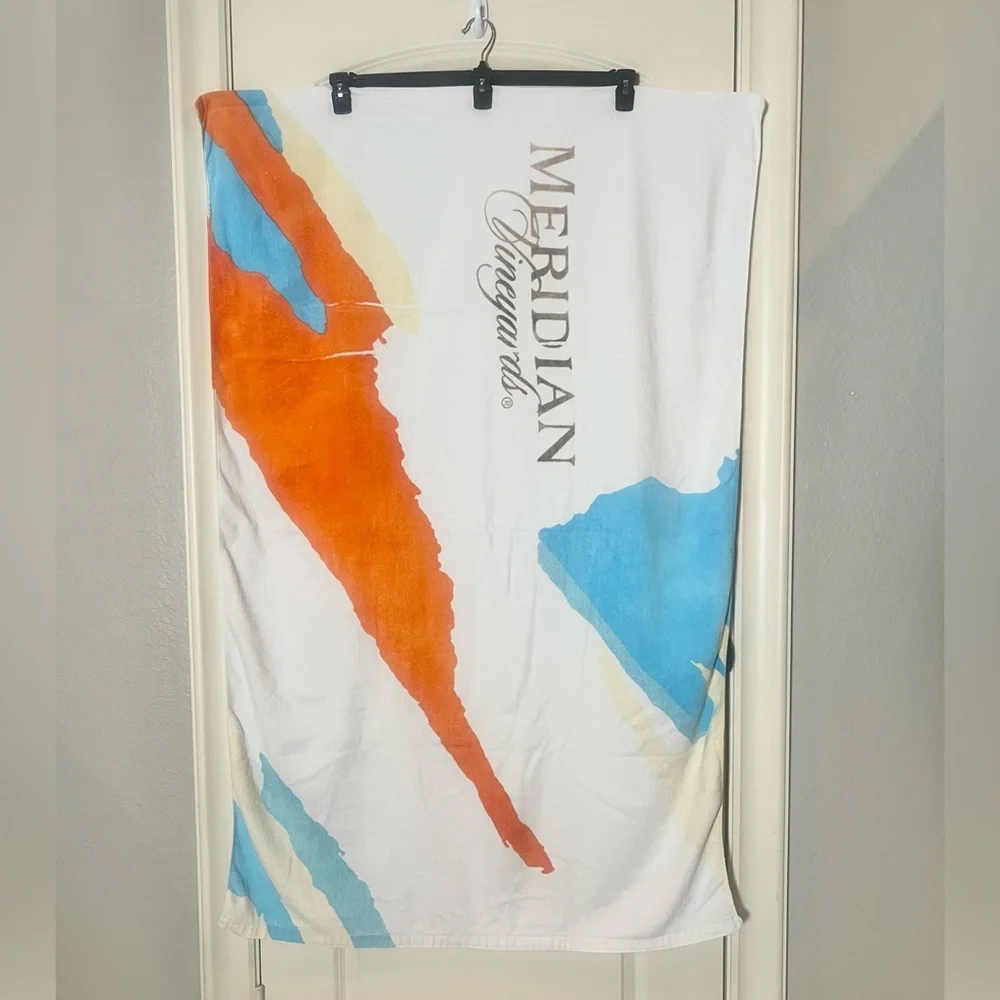 Vintage Meridian Vineyards Beach Towel 100% Cotton Retro Wine Aesthetic 56x36